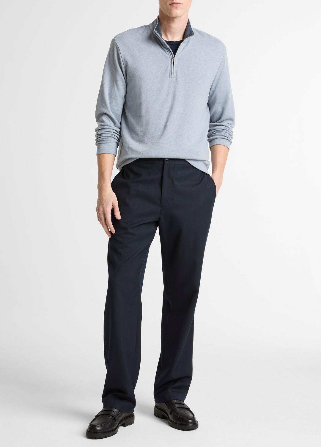 VINCE Double-Face Cotton-Blend Quarter-Zip Pullover in Quarter Zip