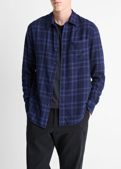 VINCE Big Horn Plaid Cotton Button-Front Shirt in Long Sleeve