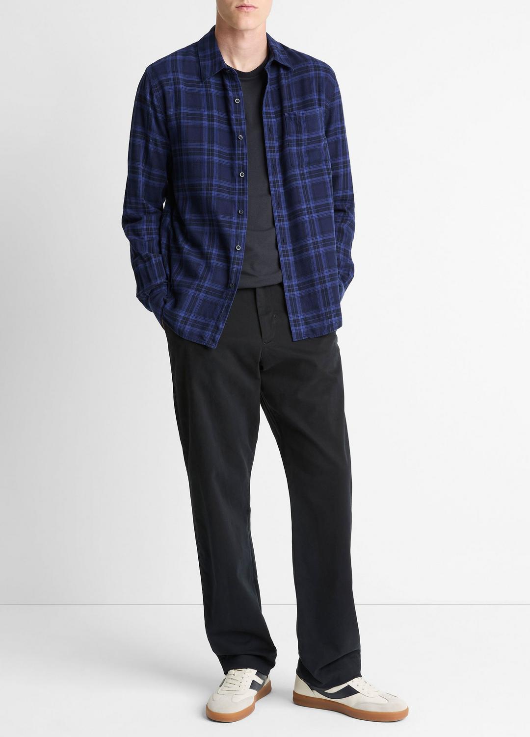 VINCE Big Horn Plaid Cotton Button-Front Shirt in Long Sleeve