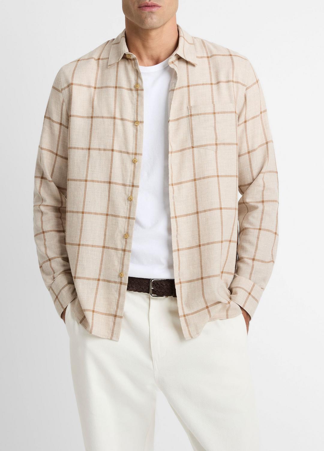 VINCE Rockery Plaid Cotton Button-Front Shirt in Long Sleeve