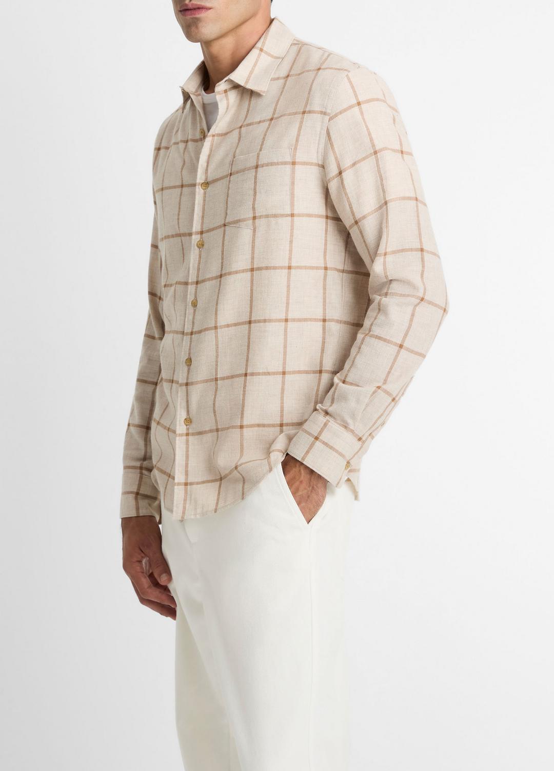 VINCE Rockery Plaid Cotton Button-Front Shirt in Long Sleeve