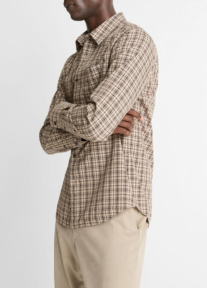 VINCE Great Falls Plaid Cotton Button-Front Shirt in Long Sleeve