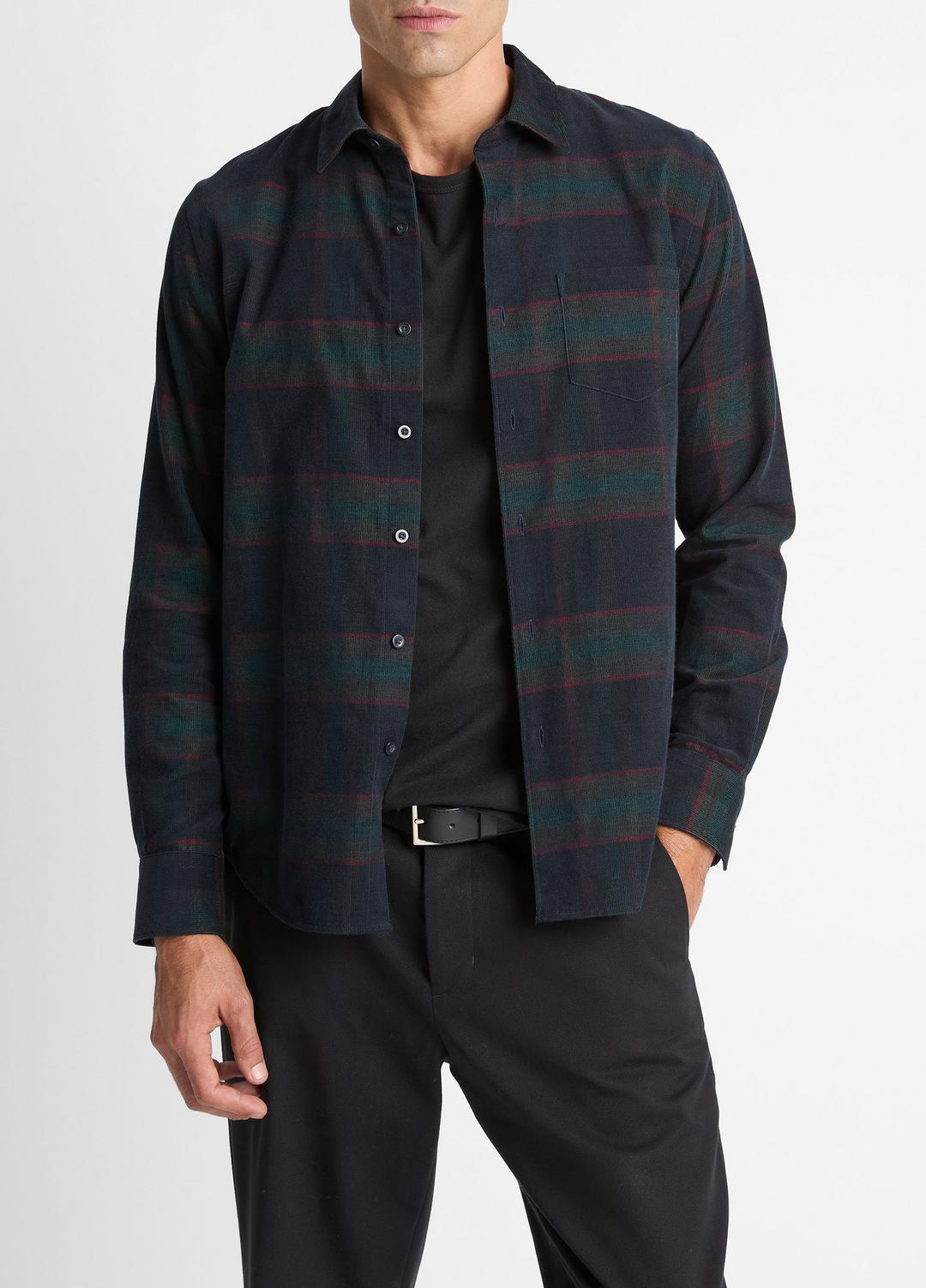 VINCE Holme Plaid Cotton Button-Front Shirt in Long Sleeve