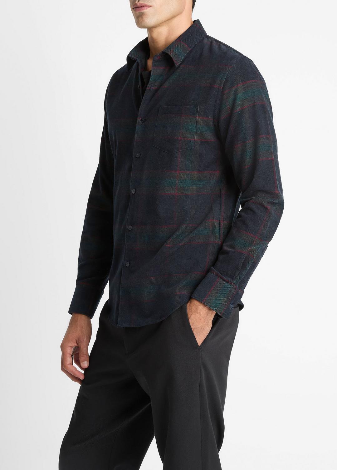 VINCE Holme Plaid Cotton Button-Front Shirt in Long Sleeve