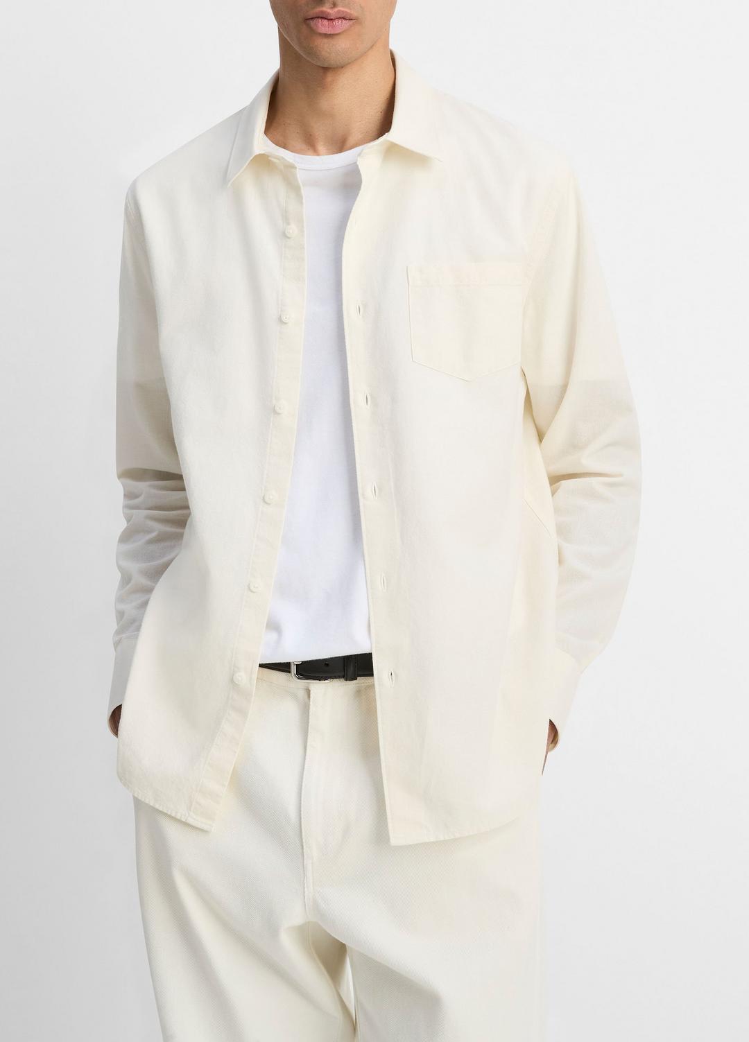 VINCE Cotton Chambray Button-Front Shirt in Long Sleeve