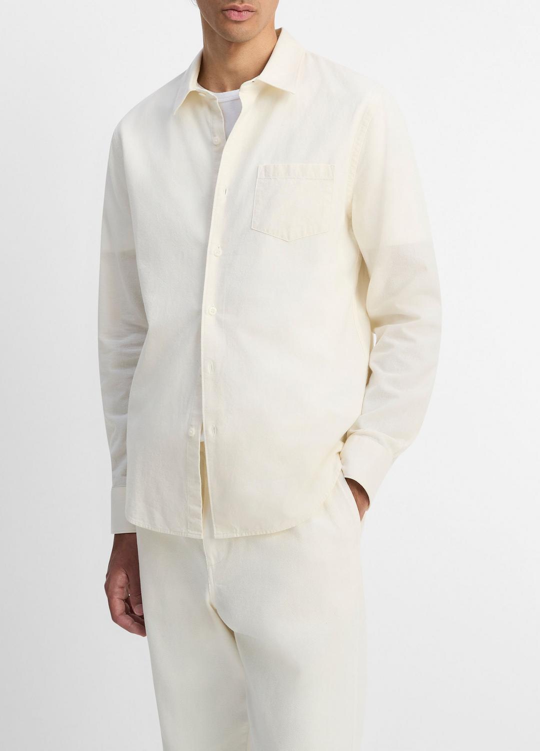 VINCE Cotton Chambray Button-Front Shirt in Long Sleeve
