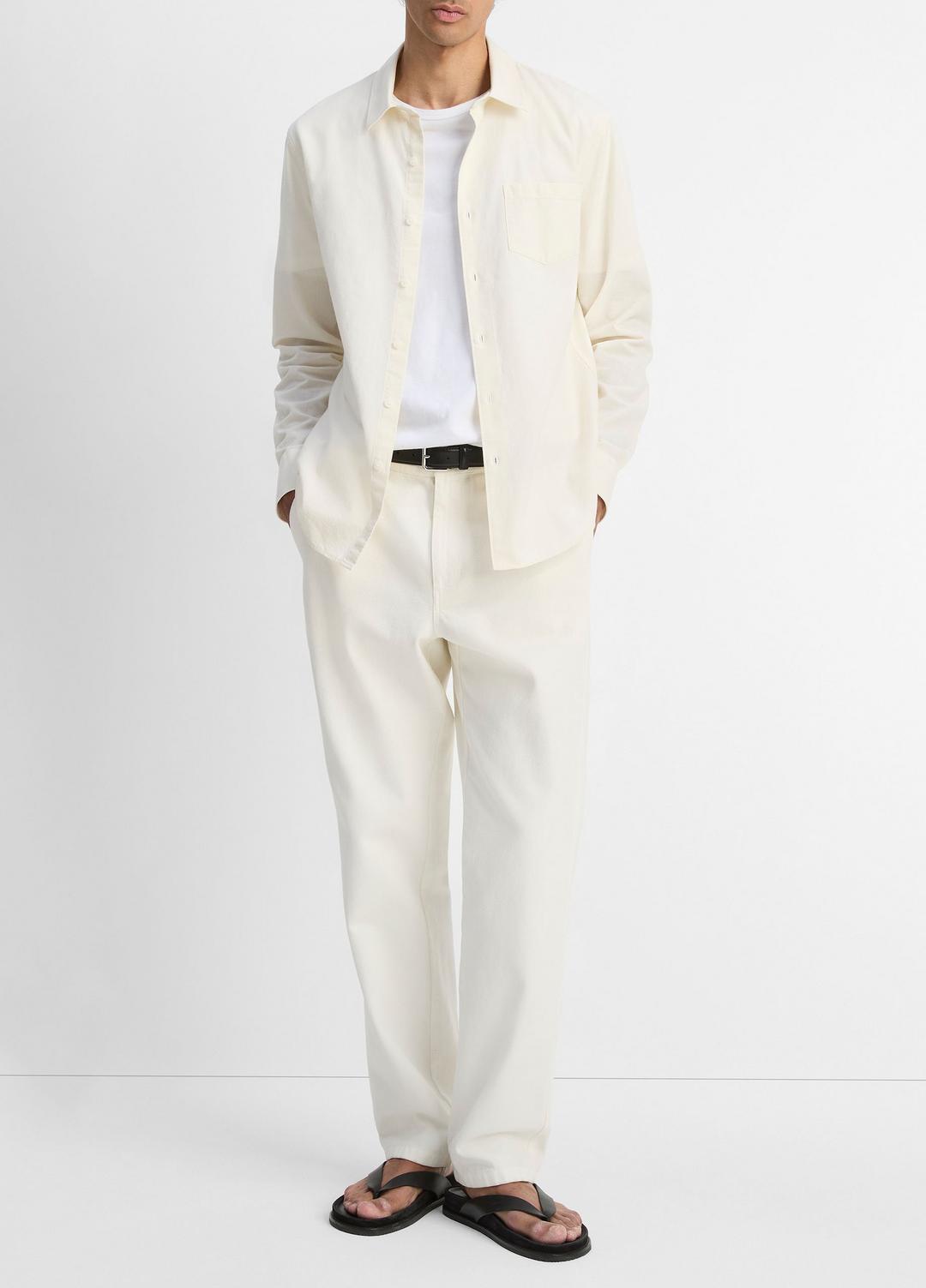 VINCE Cotton Chambray Button-Front Shirt in Long Sleeve
