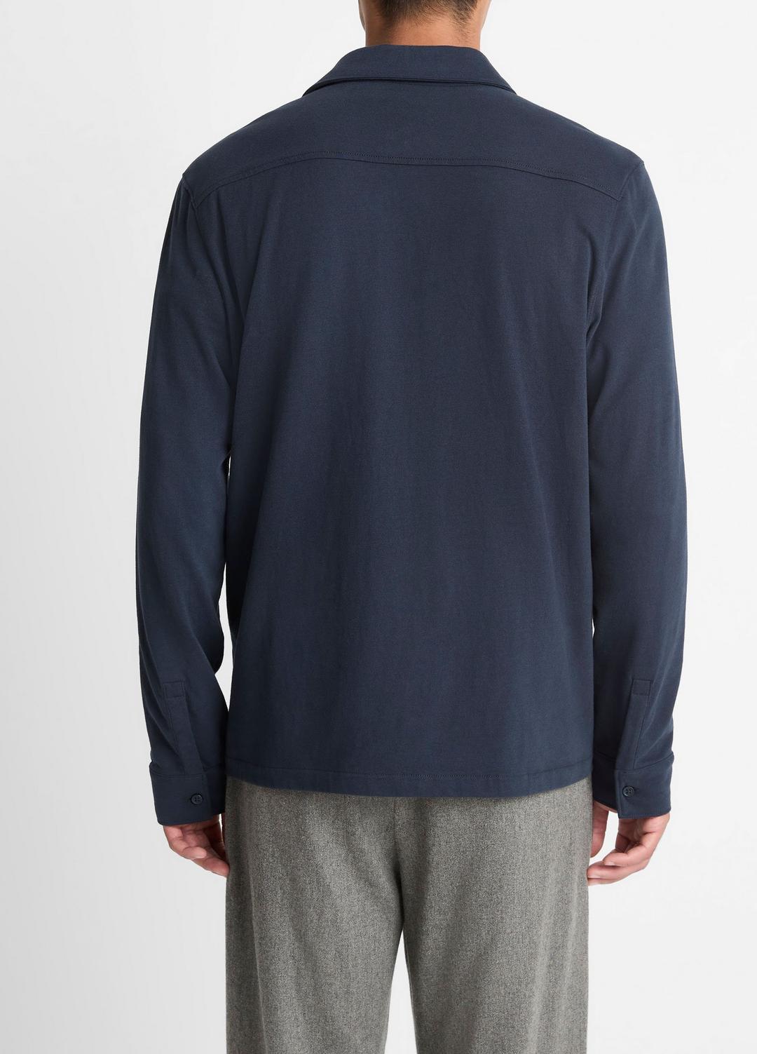 VINCE Sueded Cotton Jersey Button-Front Shirt in Long Sleeve
