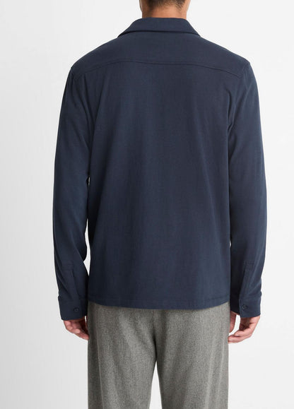 VINCE Sueded Cotton Jersey Button-Front Shirt in Long Sleeve
