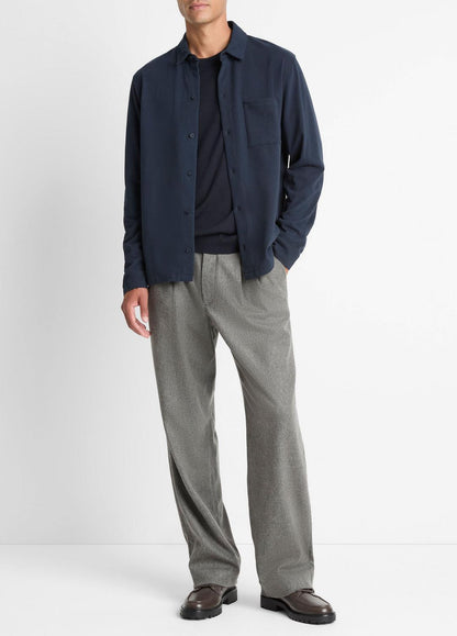 VINCE Sueded Cotton Jersey Button-Front Shirt in Long Sleeve