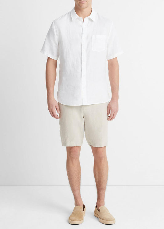 VINCE Linen Short-Sleeve Shirt in Short Sleeve