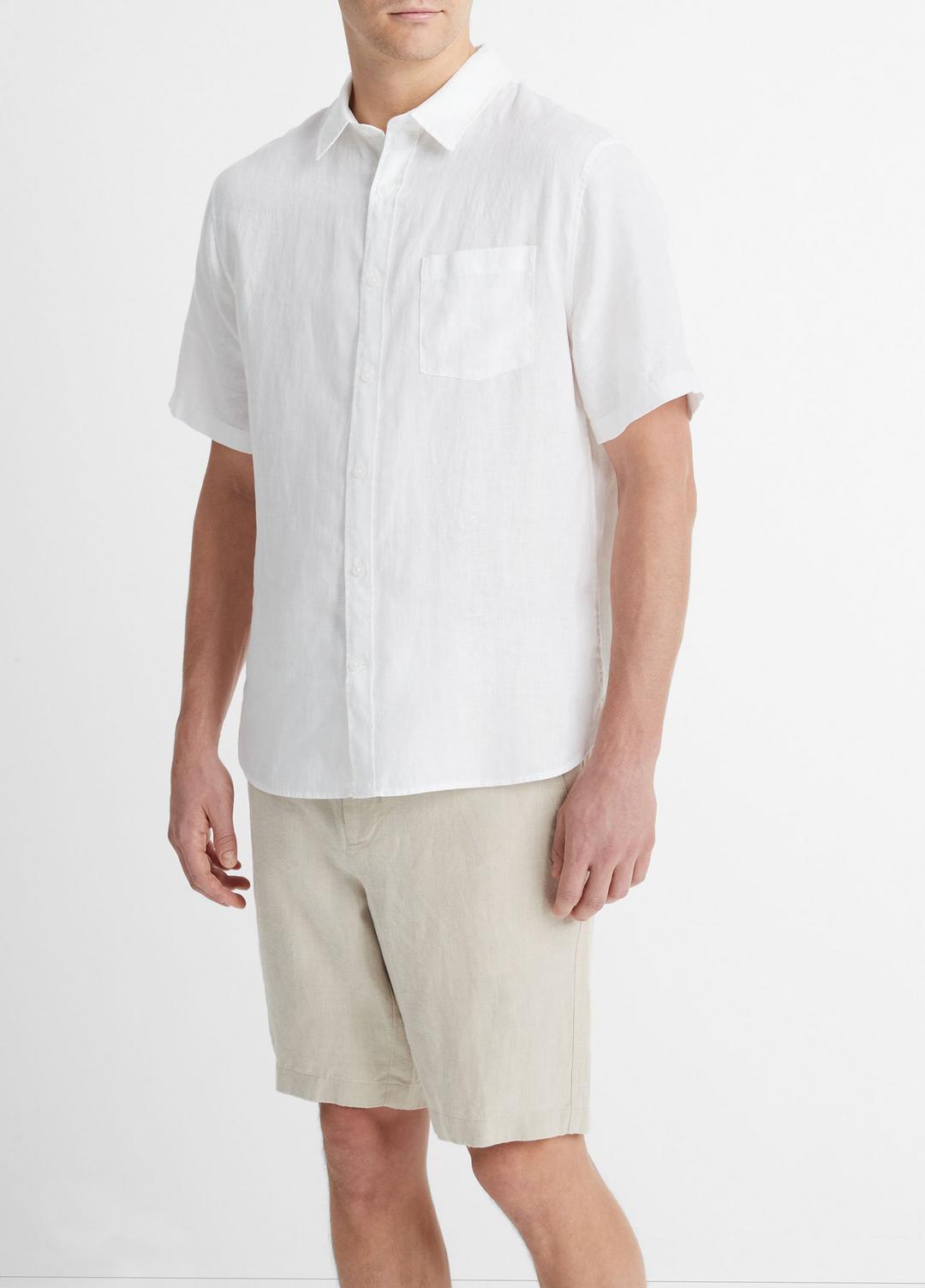 VINCE Linen Short-Sleeve Shirt in Short Sleeve