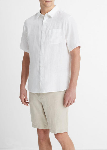 VINCE Linen Short-Sleeve Shirt in Short Sleeve