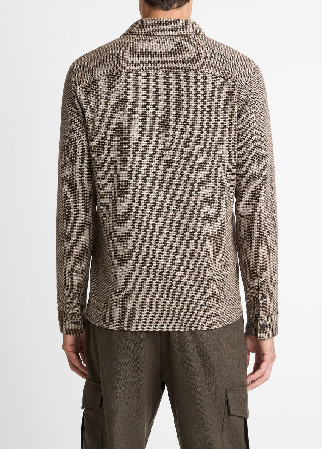 VINCE Houndstooth Cotton-Blend Button-Front Shirt in Long Sleeve