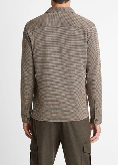 VINCE Houndstooth Cotton-Blend Button-Front Shirt in Long Sleeve