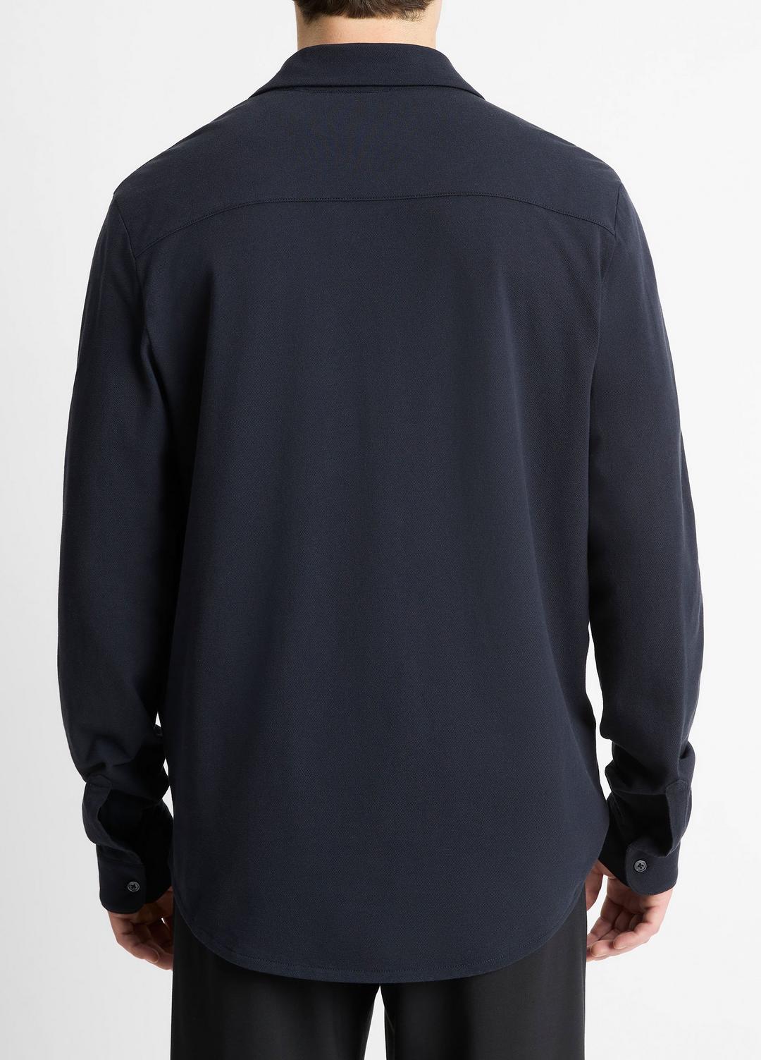 VINCE Cotton Piqué Button-Front Shirt in Long Sleeve