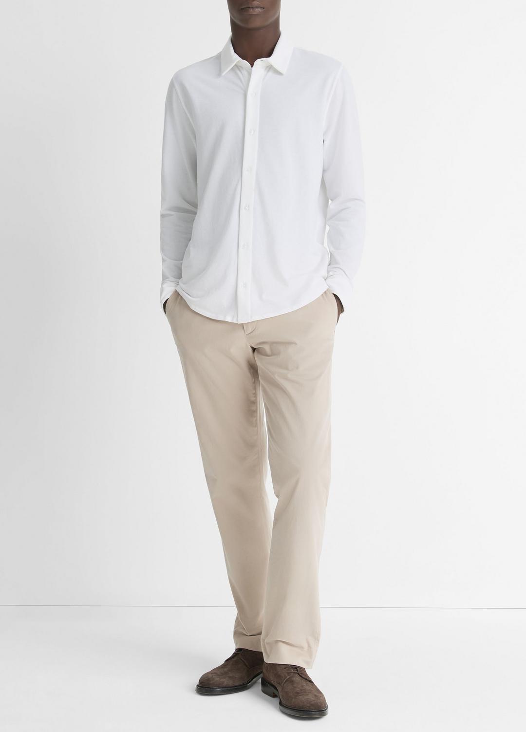 VINCE Cotton Piqué Button-Front Shirt in Long Sleeve