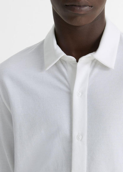 VINCE Cotton Piqué Button-Front Shirt in Long Sleeve