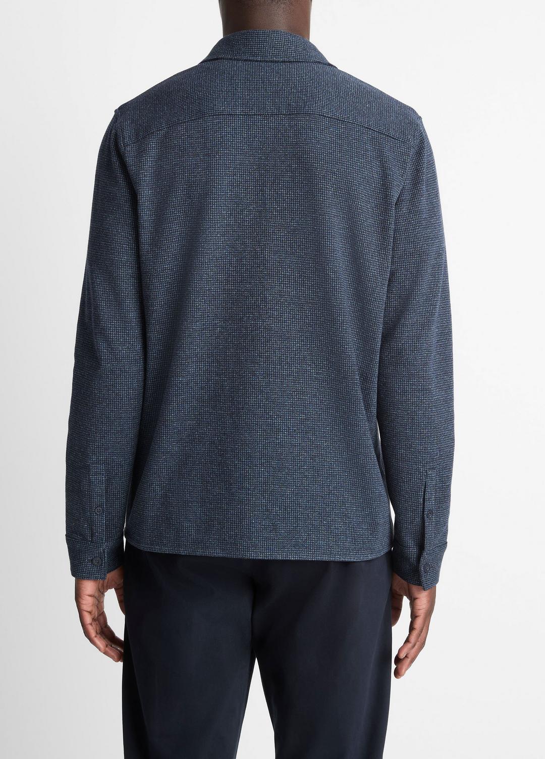 VINCE Houndstooth Cotton-Blend Button-Front Shirt in Long Sleeve