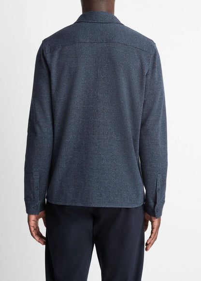 VINCE Houndstooth Cotton-Blend Button-Front Shirt in Long Sleeve