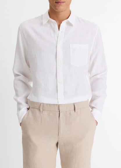VINCE Linen Long-Sleeve Shirt in Long Sleeve