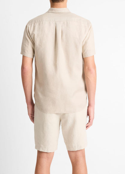 VINCE Linen Short-Sleeve Shirt in Short Sleeve