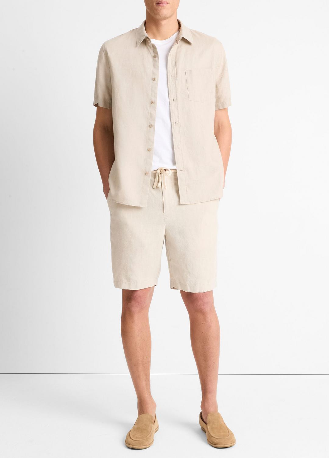 VINCE Linen Short-Sleeve Shirt in Short Sleeve