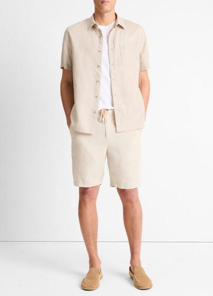 VINCE Linen Short-Sleeve Shirt in Short Sleeve