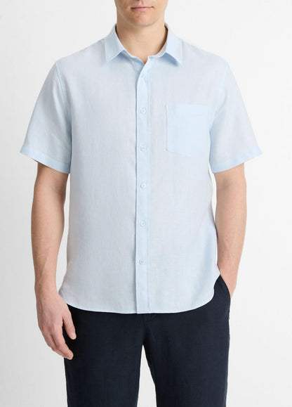 VINCE Linen Short-Sleeve Shirt in Short Sleeve