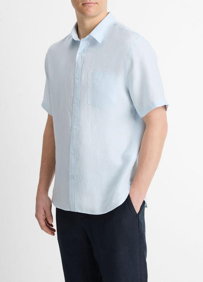 VINCE Linen Short-Sleeve Shirt in Short Sleeve
