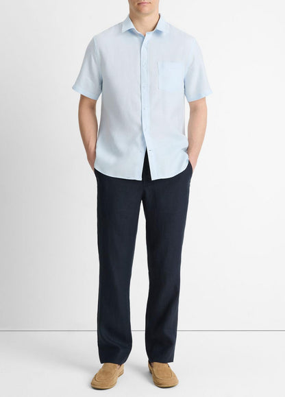VINCE Linen Short-Sleeve Shirt in Short Sleeve