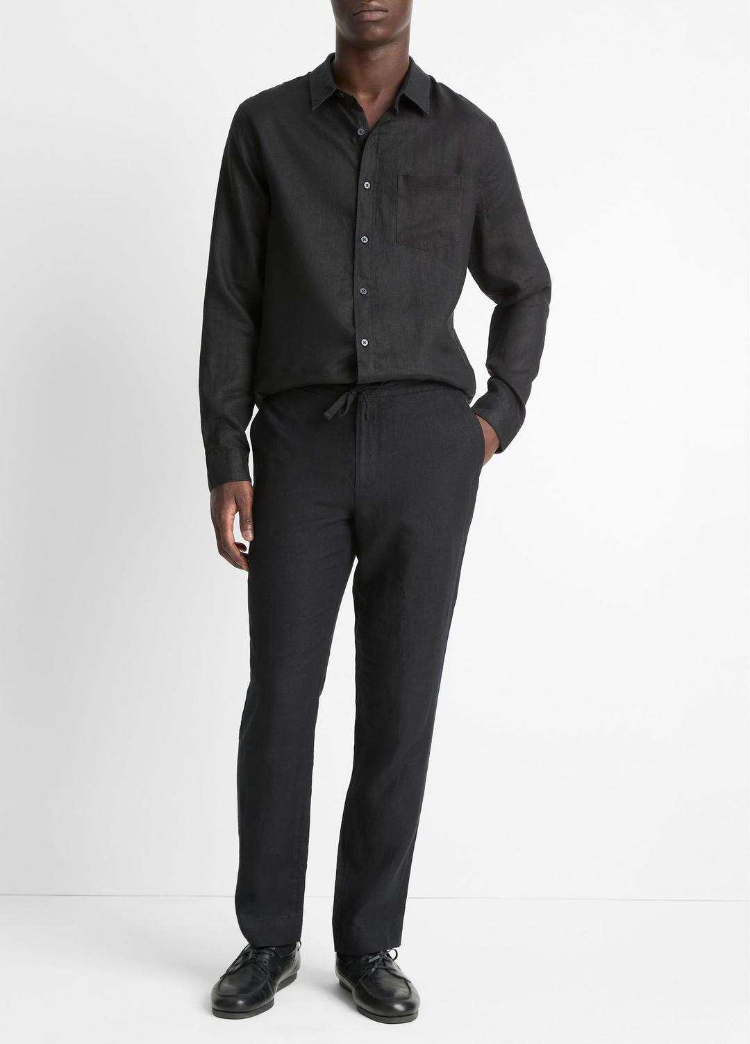 VINCE Linen Long-Sleeve Shirt in Long Sleeve