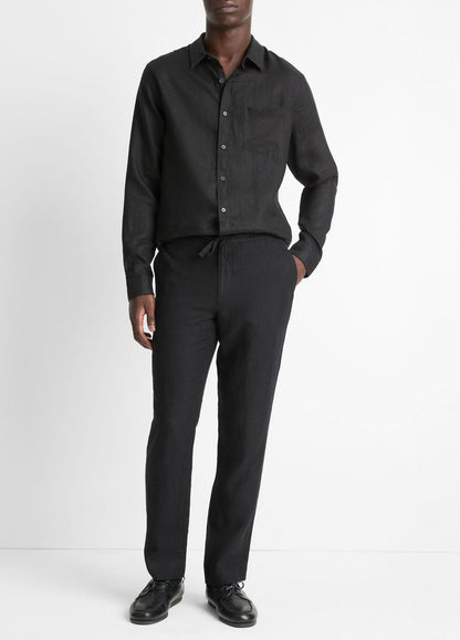 VINCE Linen Long-Sleeve Shirt in Long Sleeve