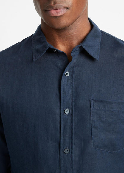 VINCE Linen Long-Sleeve Shirt in Long Sleeve