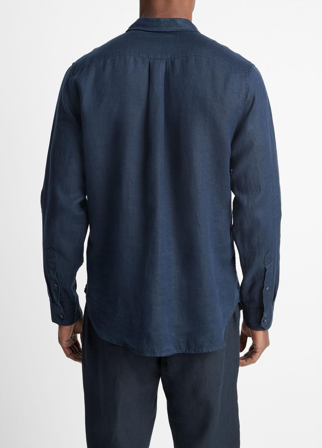 VINCE Linen Long-Sleeve Shirt in Long Sleeve