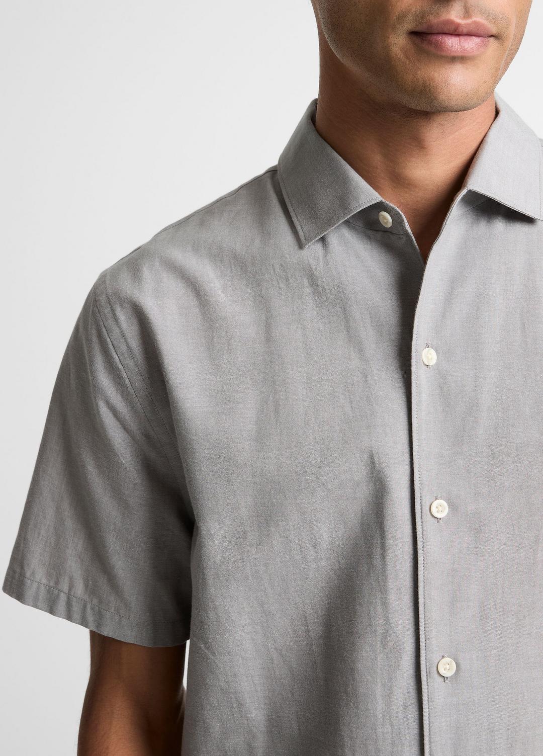 VINCE Cotton Short-Sleeve Button-Front Shirt  in Short Sleeve
