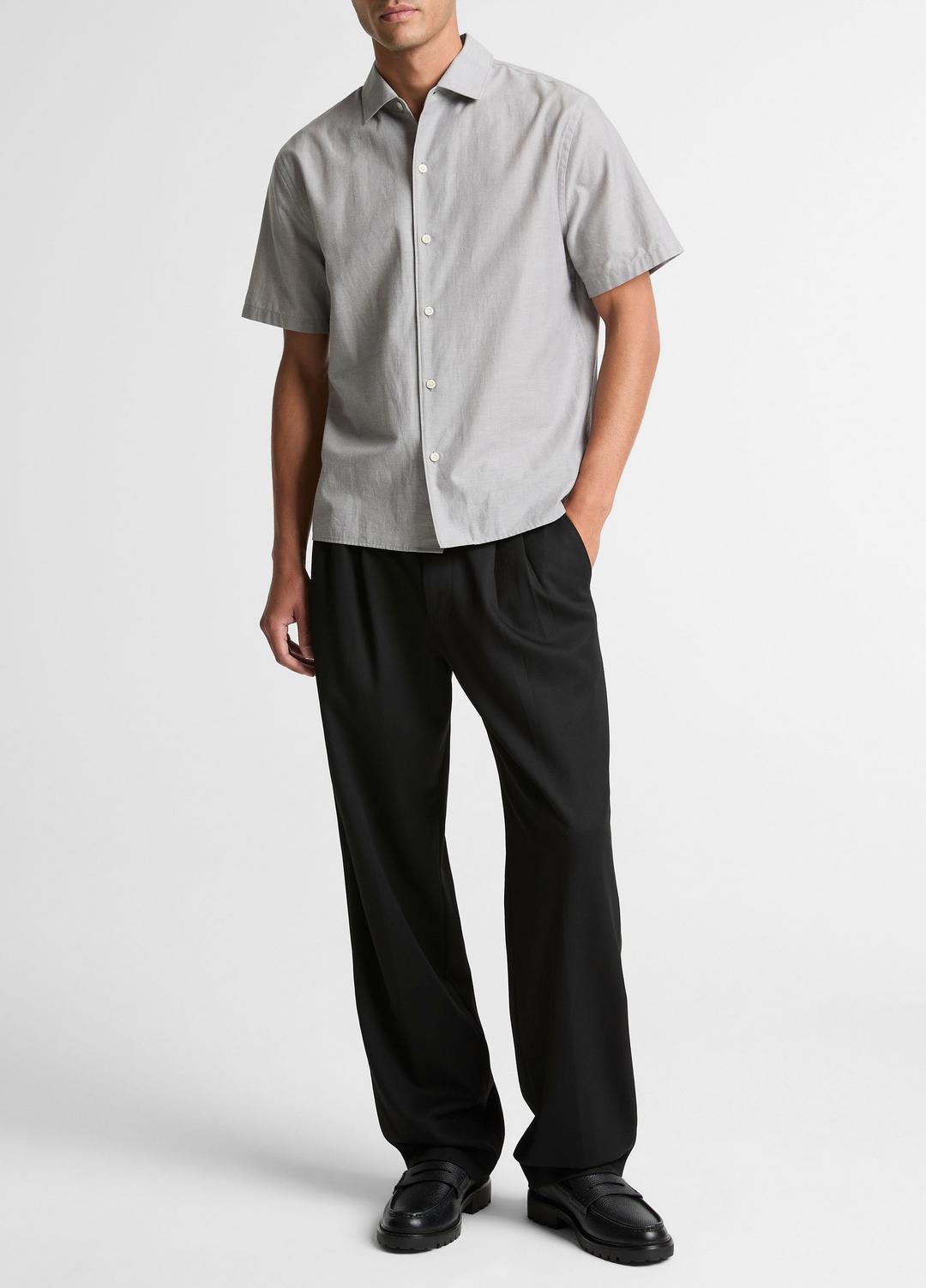 VINCE Cotton Short-Sleeve Button-Front Shirt  in Short Sleeve