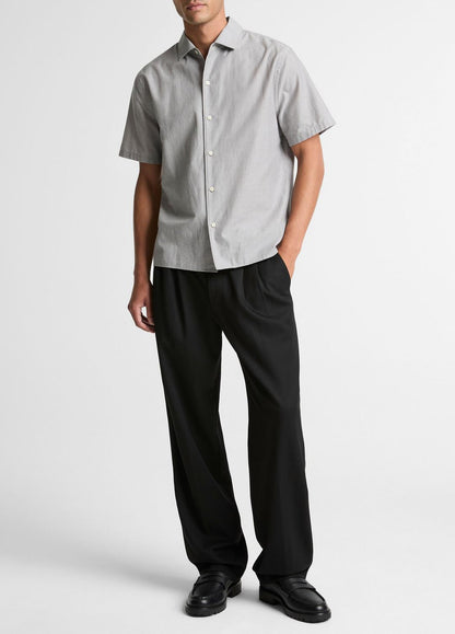 VINCE Cotton Short-Sleeve Button-Front Shirt  in Short Sleeve