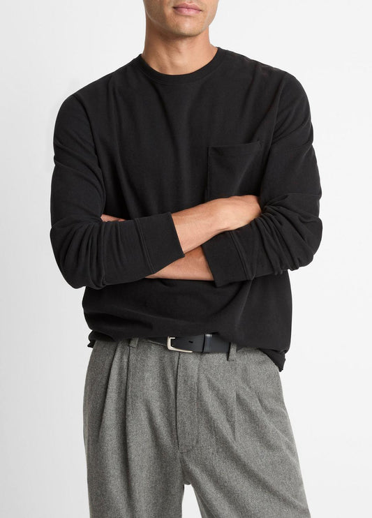 VINCE Sueded Jersey Long-Sleeve Pocket T-Shirt in Long Sleeve