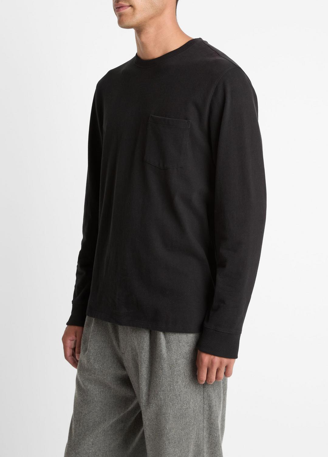 VINCE Sueded Jersey Long-Sleeve Pocket T-Shirt in Long Sleeve