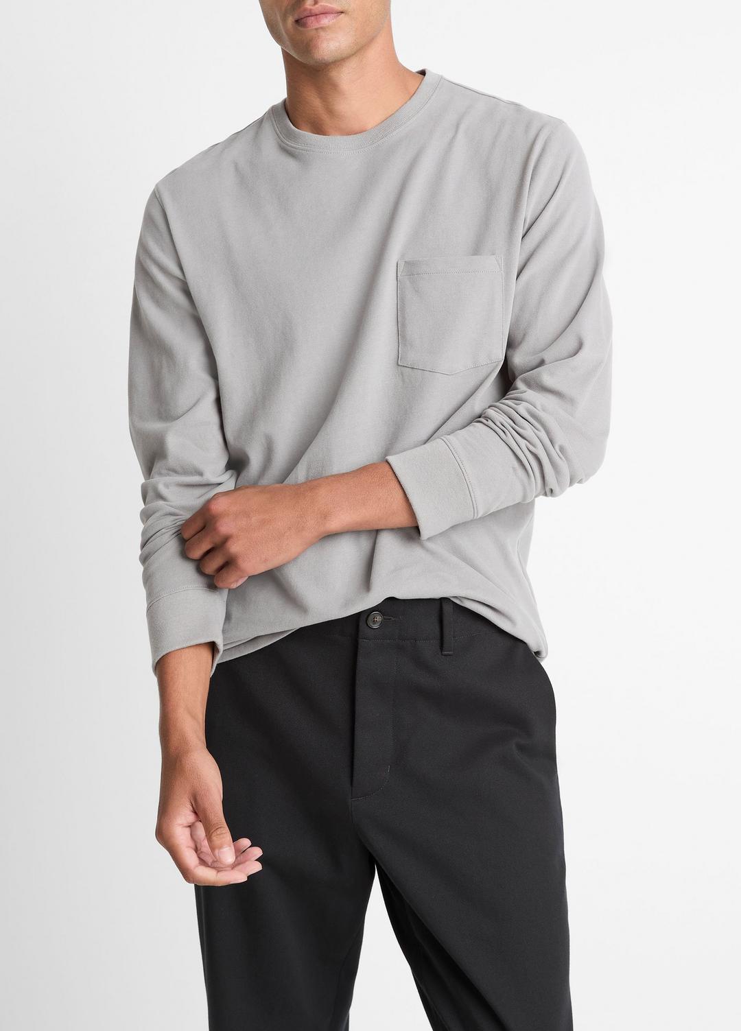 VINCE Sueded Jersey Long-Sleeve Pocket T-Shirt in Long Sleeve