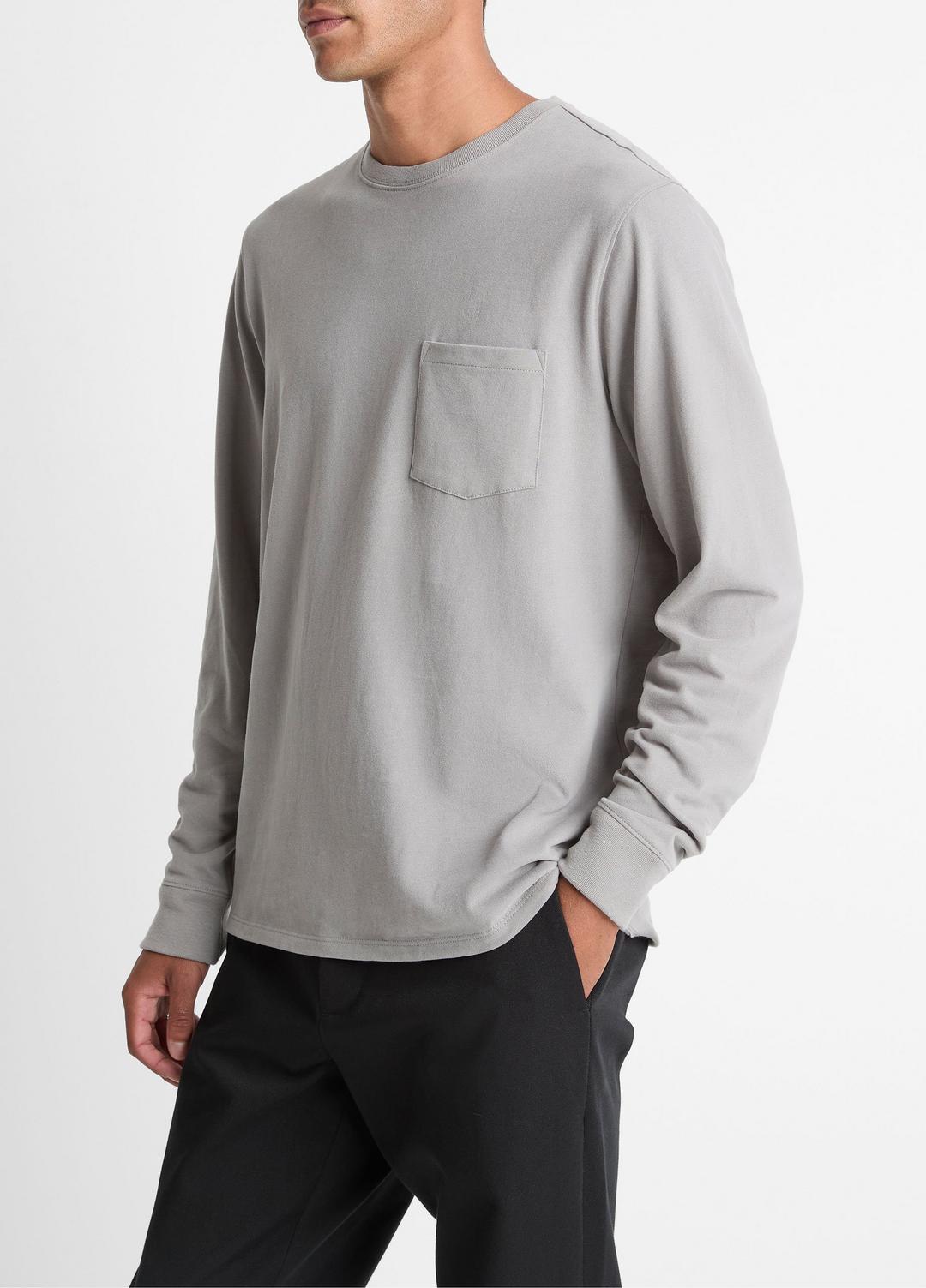 VINCE Sueded Jersey Long-Sleeve Pocket T-Shirt in Long Sleeve