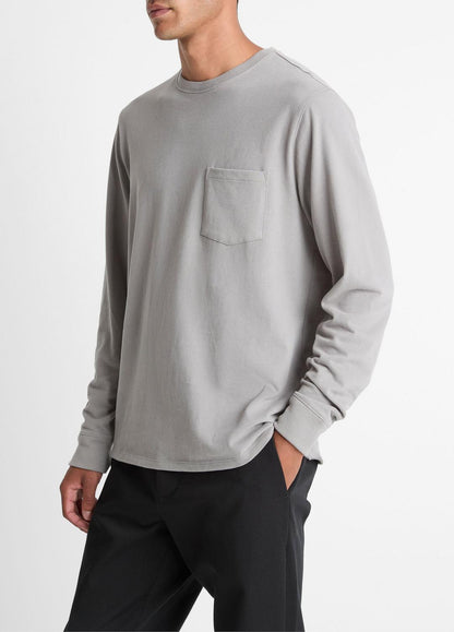 VINCE Sueded Jersey Long-Sleeve Pocket T-Shirt in Long Sleeve