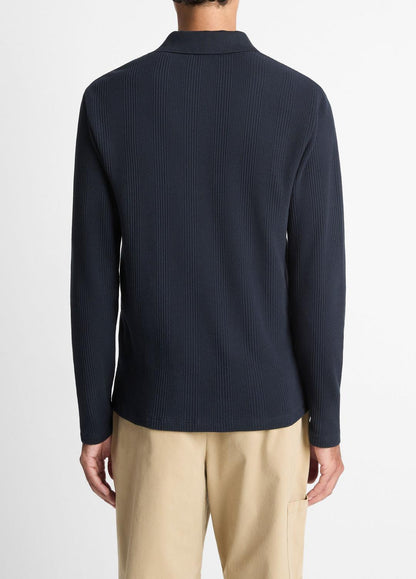 VINCE Variegated Cotton Polo Shirt in Henleys & Polos