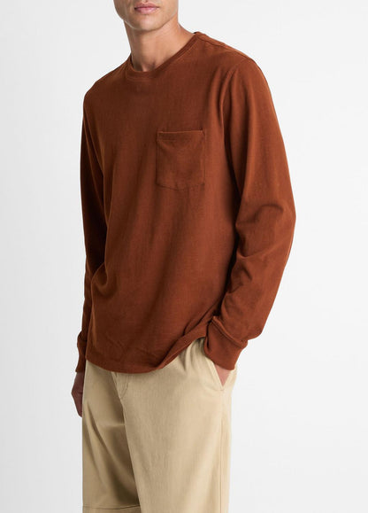 VINCE Sueded Jersey Long-Sleeve Pocket T-Shirt in Long Sleeve