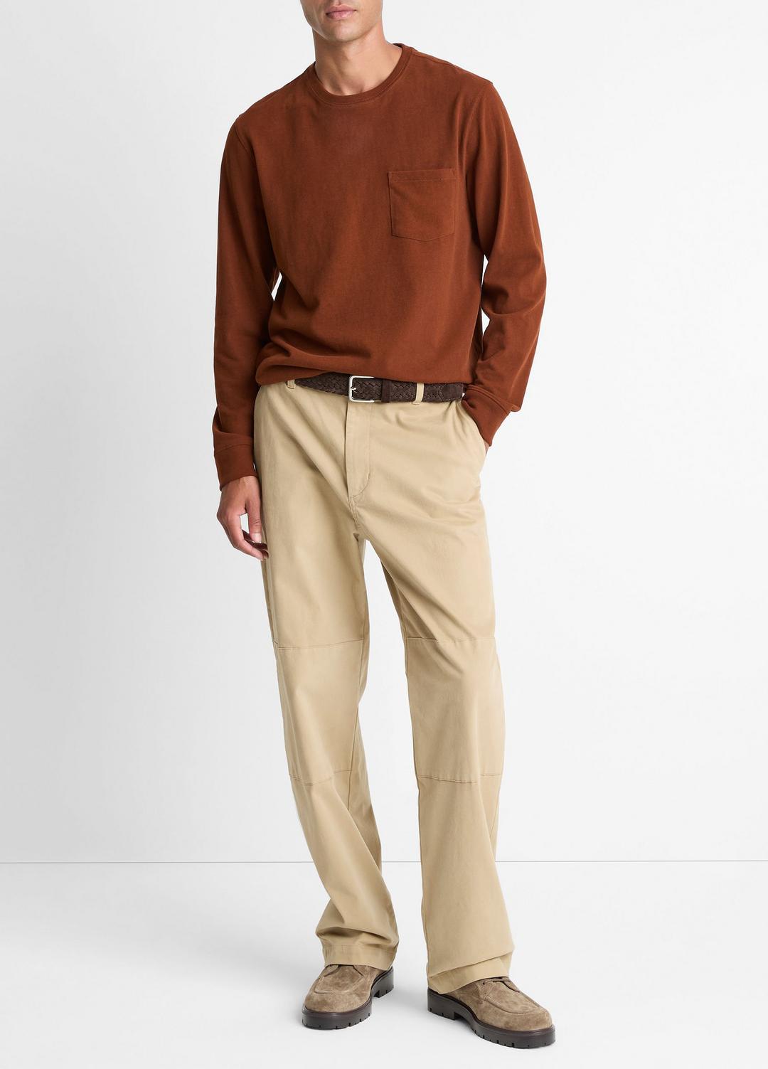 VINCE Sueded Jersey Long-Sleeve Pocket T-Shirt in Long Sleeve