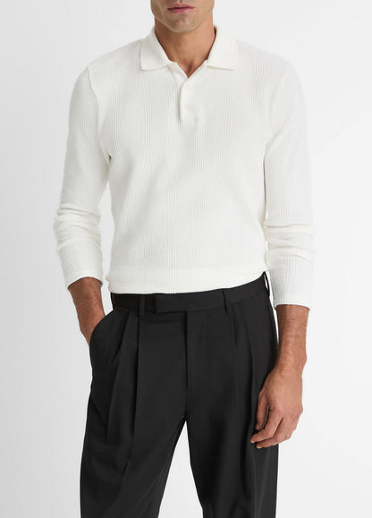 VINCE Variegated Cotton Polo Shirt in Henleys & Polos