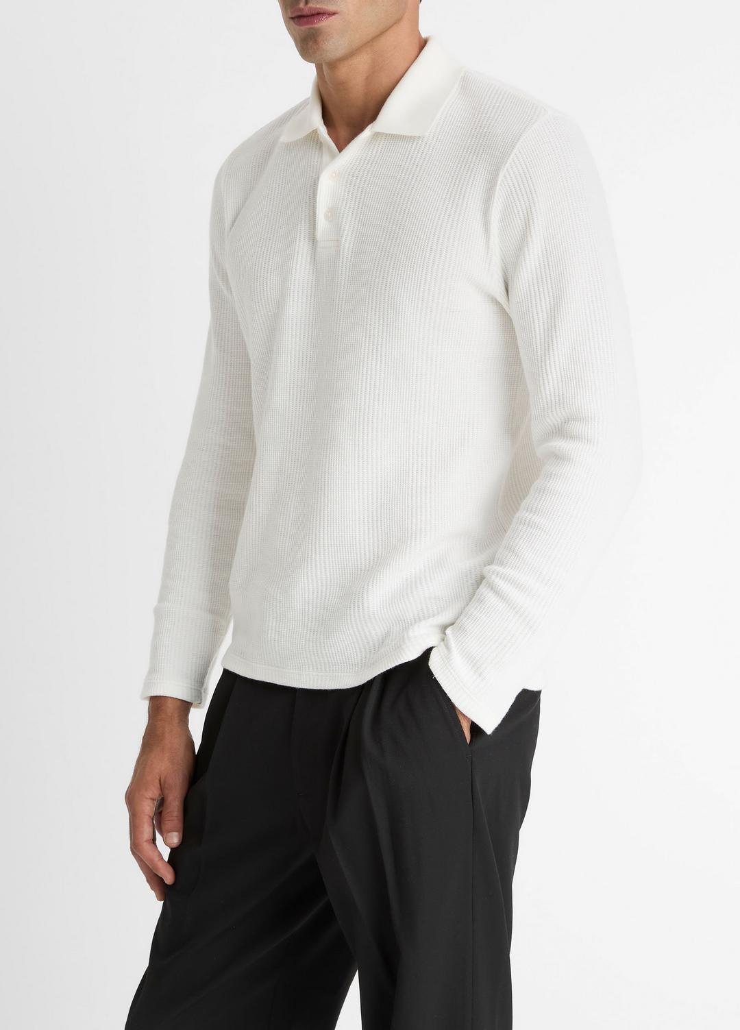 VINCE Variegated Cotton Polo Shirt in Henleys & Polos