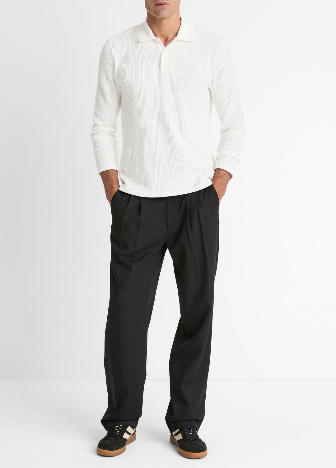 VINCE Variegated Cotton Polo Shirt in Henleys & Polos