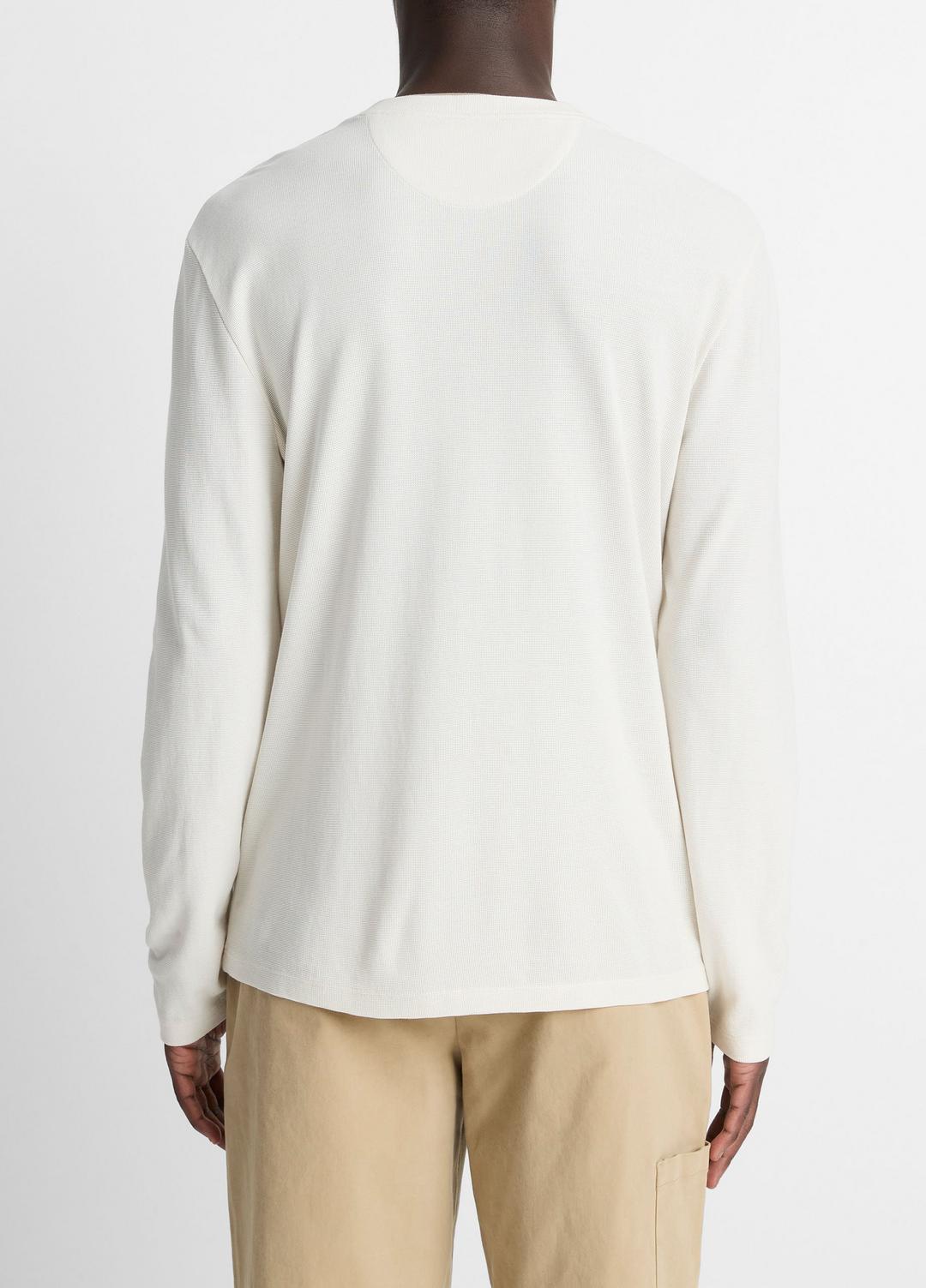 VINCE Micro-Waffle Pima Cotton Double-Collar Long-Sleeve T-Shirt in Long Sleeve
